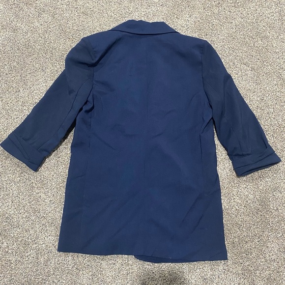 Free Hug Nordstrom Small navy blazer, 3/4 ruched sleeves - Picture 2 of 5